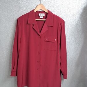 Vintage Maggie Sweet Maroon Button Up Tunic  Size 1X